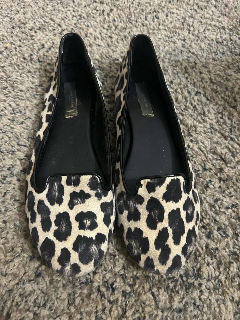 Black and Cream Leopard Print Pointed Flats